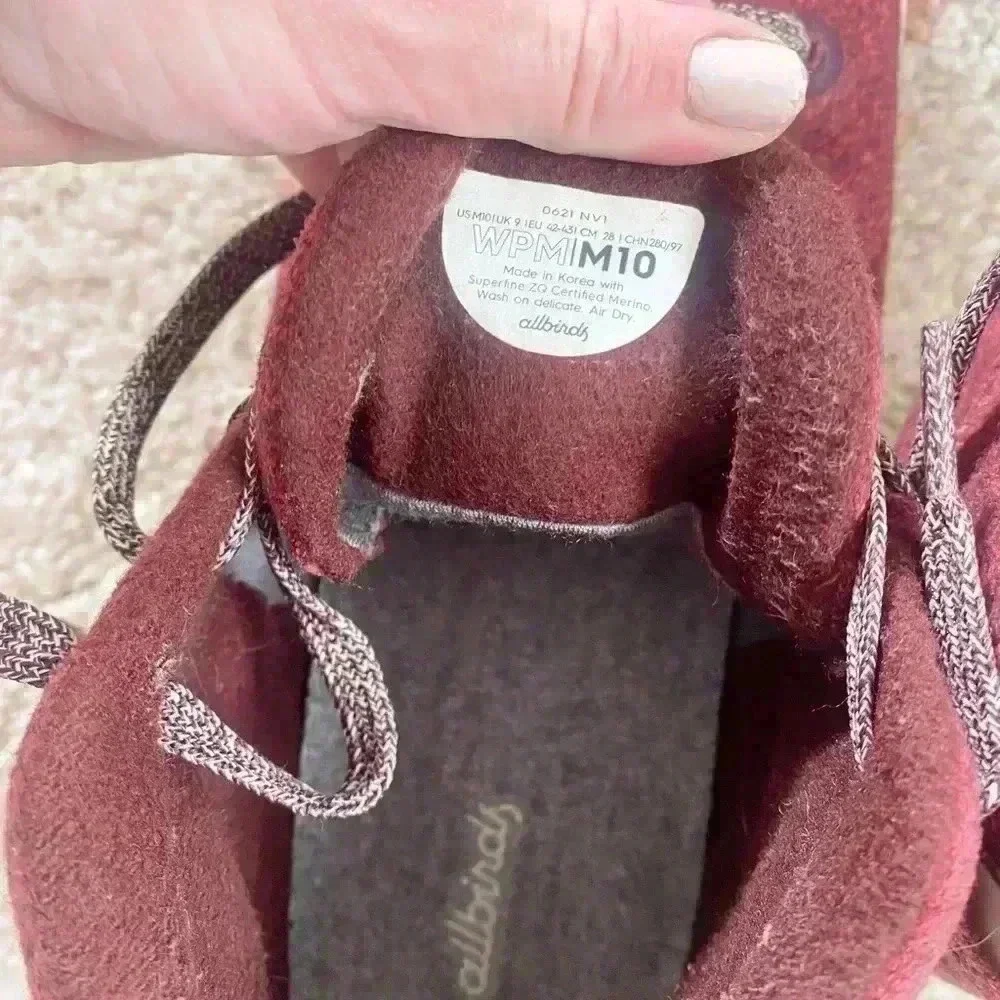 Alllbirds maroon high‎ top sneakers 10